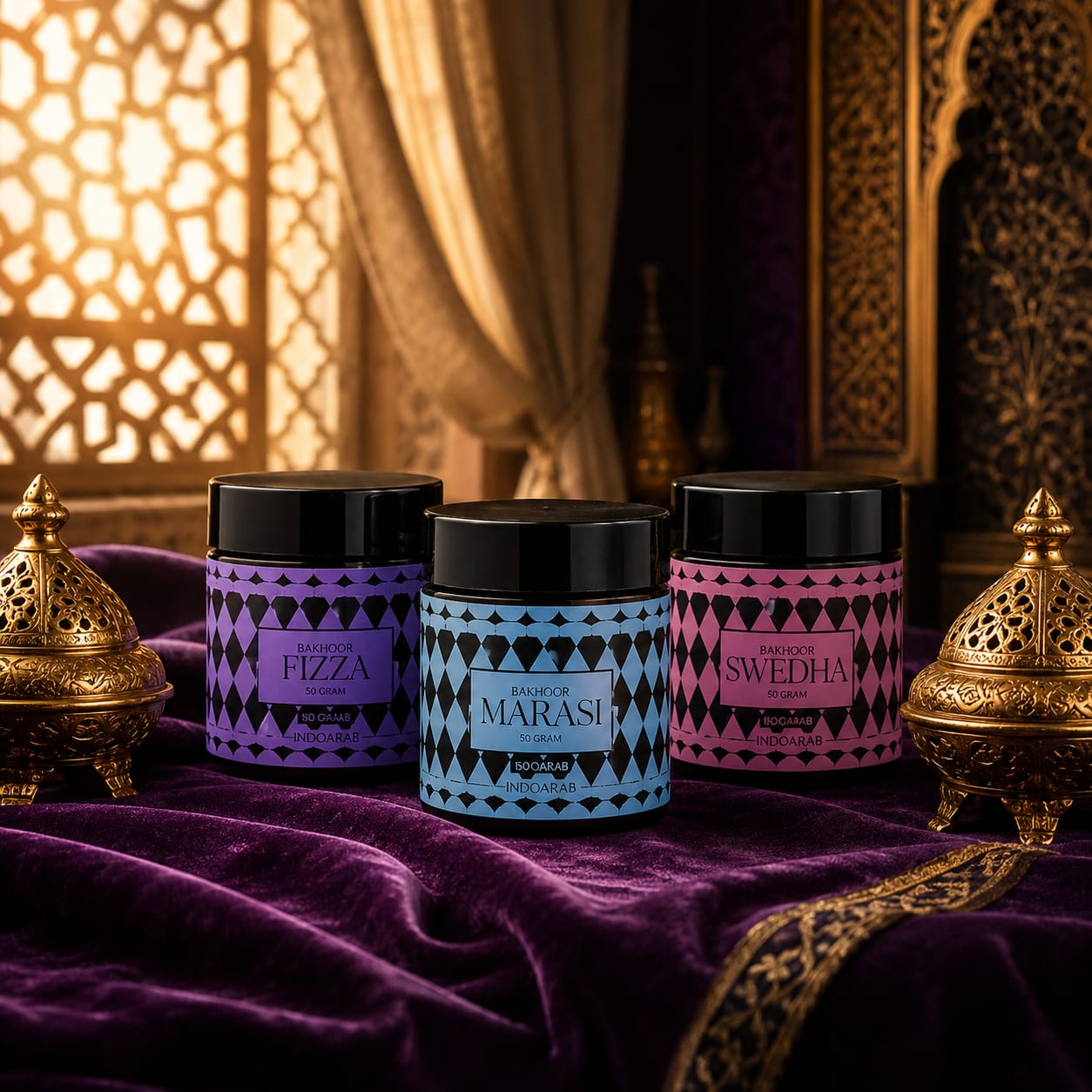Premium Bakhoor Gift Set – Fizza, Marasi & Swedha with Burner & Charcoal